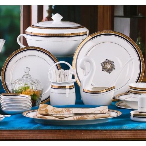 Christmas Jingdezhen ceramic tableware bowl set 58 porcelain skull bone china tableware bowl set high foot bowl