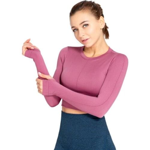 SALSPOR Backless Seamless Yoga Shirts Women Long Sleeve Cropped Gym Tops Fitness Woman Running Workout Sport T-Shirt Fitness Top