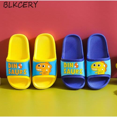 2021 New Fashion Summer Children Slippers for Boys Indoor Candy Color Kids Home Girl Sandals Cartoon Dinosaur Beach Water Shoes