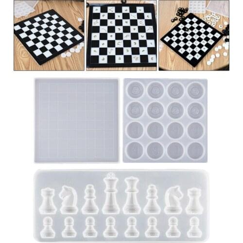 Chess Kit Silicone Mold International Chess Pieces Checker Checkerboard UV Crystal Epoxy Resin Mould for DIY Craft Drop Shipping
