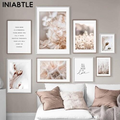 Scandinavian Nature Plant Flower Poster Canvas Painting Nordic Winter Landscape Botanical Print Wall Art Picture Home Decoration