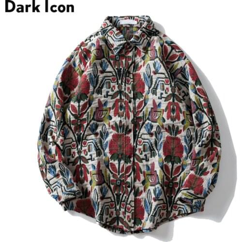 Dark Icon Embroidery Shirt Jacket Men Thick Shirts Autumn Loose Mens Jacket