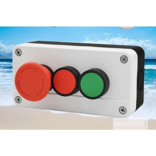 Three emergency stop button, control box, start stop button, waterproof switch box, elevator start star button+reb+green