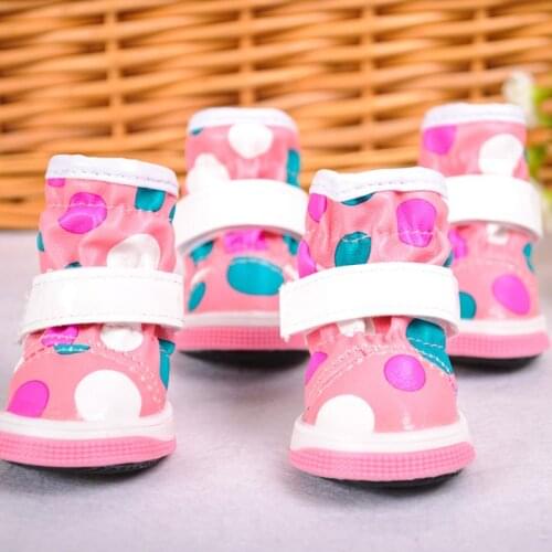 Dog Cat Waterproof Shoes 4Pcs/set Winter PU Boots Puppy Ani-slip Waterproof Sneakers Shoes for Chihuahua Small Large Dogs Cats