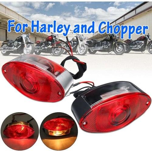 12V Motorcycle Cat Eye Rear Brake Light Tail Stop Lamp Red For Harley Chopper
