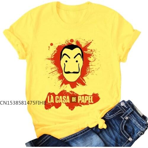 The House Of Paper Yellow T Shirt Money Heist Women La Casa De Papel Basic Tshirt Funny Premium Top Tee Fashion Female T-Shirt