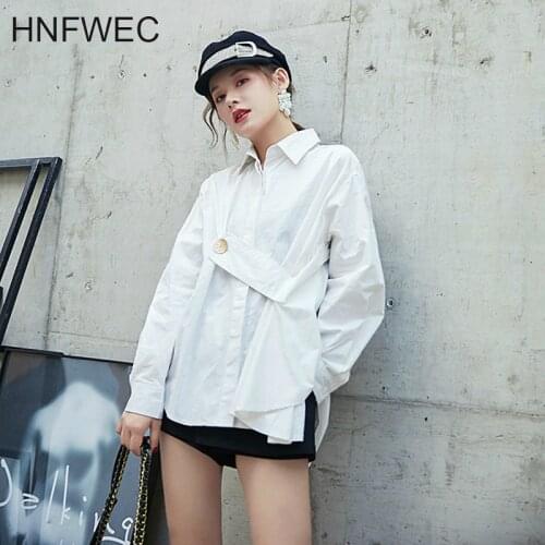 Solid Color Shirt Female 2020 Spring New Wild Fashion Women Blouses and Tops Irregular Long Sleeve Women Clothing V953