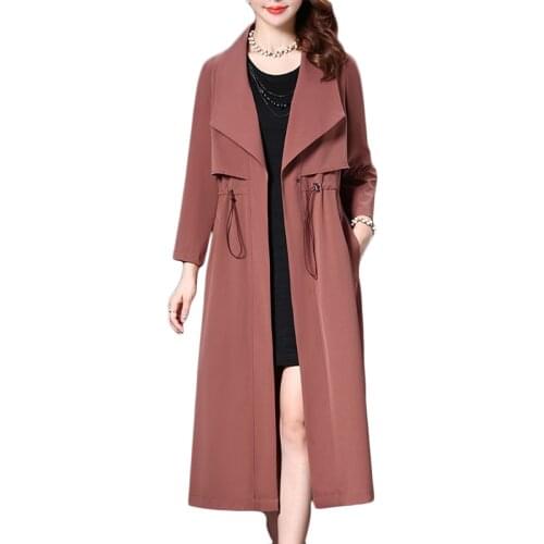Women Korean Temperament Fashion Windbreaker coat 2019 Spring Autumn New Plus size Womens Long Casual Trench coats Tide 4XL F533