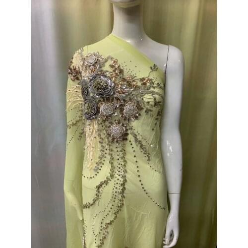 Broderie tissu robe soie african fabric lace with stones silk fabrics nigerian lace materials french lace fabric 5+2yard