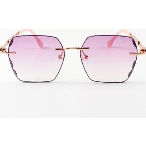 Women New Fashion Beach Outdoor Ultralight Rimless Polygon Frame Polarized Sunglasses UV Blocking Anti Blu Ray