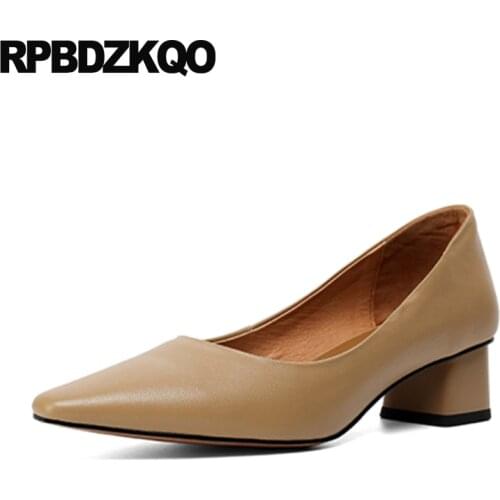 Footwear Nude Pointed Toe Formal Chunky Ladies Low Heels Shoes Court Pumps Work 2021 High Quality Medium Size 4 34 Office Black