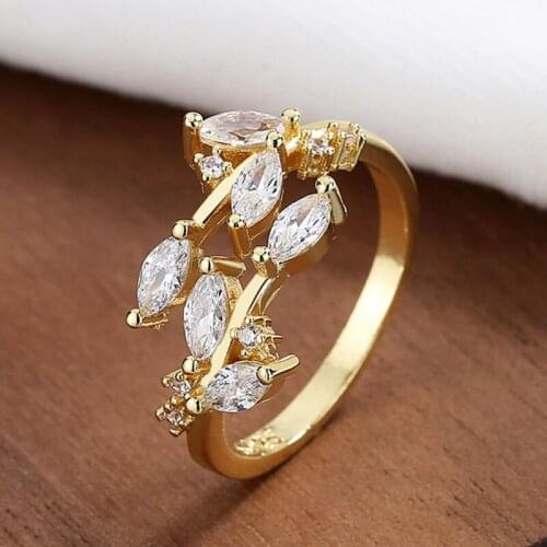 925 New Trendy Fashion Simple Leaf Diamond Adjustable Ring Personality Index Finger Ring Factory Direct Sales For Women Jewelry