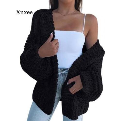 2021 Winter Fashion Womens Faux Mohair Knitted Sweater Loose Warm Cardigan Casual Jacket Womens Sweater