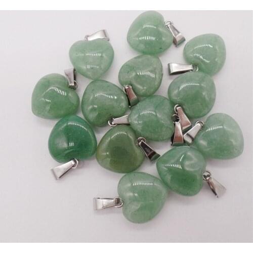 12Pcs 16x7mm Hand-Carved Natural Green Aventurine Love Heart Pendant Bead For DIY Jewelry Making Necklace Accessories
