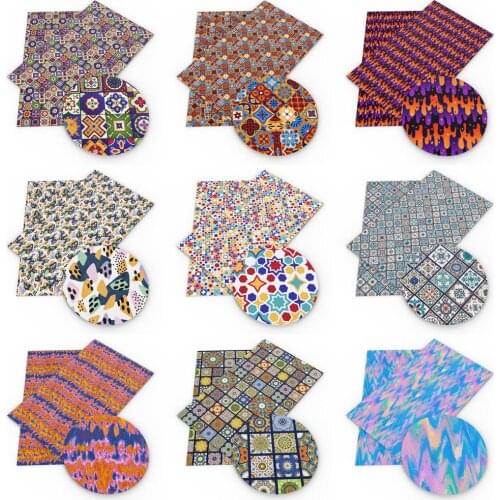 20*33cm Geometric Patterns Ordinary Faux Synthetic Leather Fabric For Bows Leather Crafts DIY Handmade Material,1Yc19137