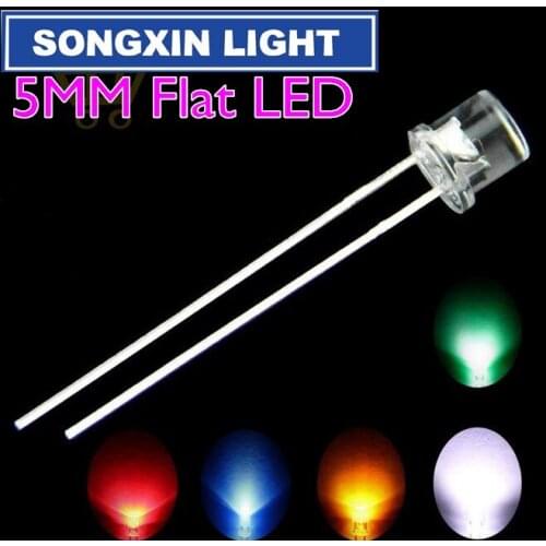 5 valuesx 200pcs = 1000pcs 5mm Flat top white red yellow blue green Wide Angle ultra bright bulbs F5mm Light lamp LED