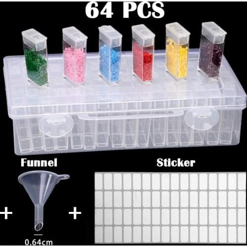 56/64pcs Bottles Diamond Painting Tools Accessories Storage Box Beads Container Diamond Embroidery Stone Mosaic Convenience Box