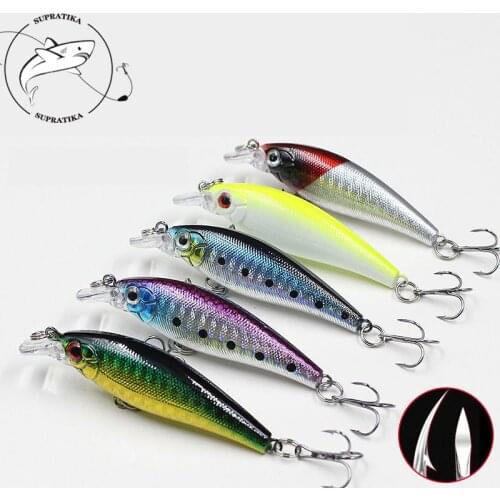 75mm/6.7g Artificial Floating Minnow Plastic Fishing Bait Diving Depth 0-1.5M Anti-Corrosion Bionic Fishing Lure Hard Bait