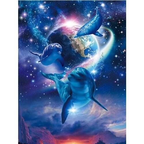 Ull Square Drill 5D DIY Diamond Painting Dolphin Diamond Embroidery Cross Stitch Animals Rhinestone Mosaic Home Decor