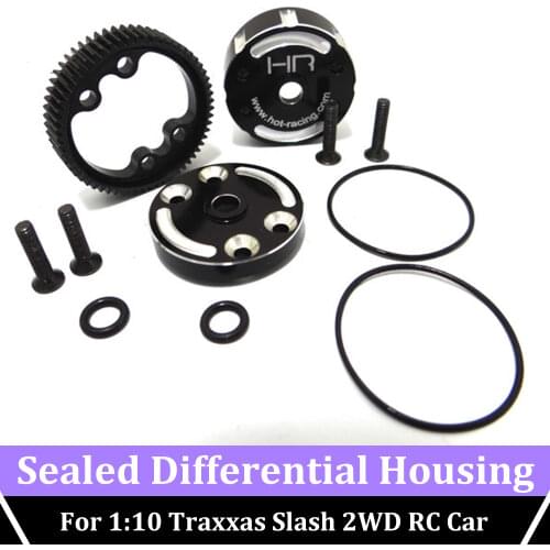 Hot Racing Aluminum Sealed Differential Case Steel Cog Differential Gear for 1/10 Traxxas Rustler Slash Stampede 2wd Te38ch RC