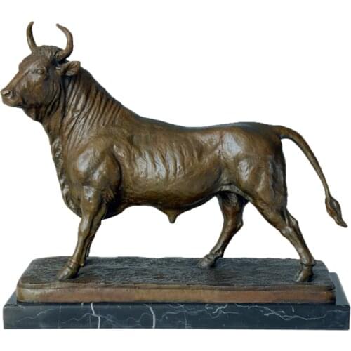 Bronze Bull Sculpture Touro Wall Street Statue Animal Modern Art Home Office Table Decoration