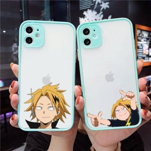 Anime My Hero Academia denki kaminari Phone Case For iPhone 12 11 Mini Pro XR XS Max 7 8 Plus X Matte transparent blue Cover