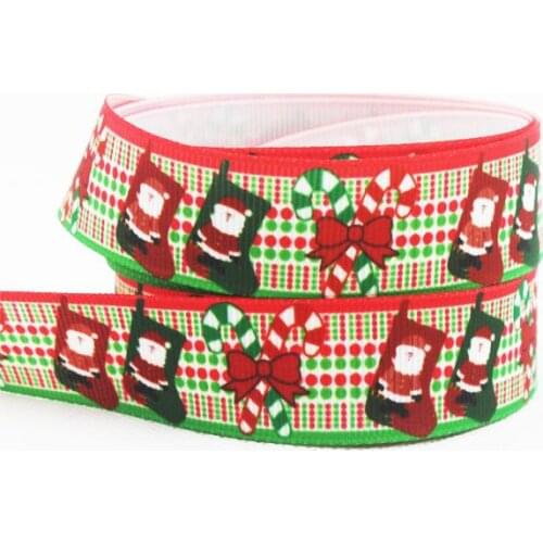 [IuBuFiGo] 80yards Christmas stockings,7/8 inch Printed Grosgrain ribbon,Hair bow DIY handmade 22mm Green ribbons X1740
