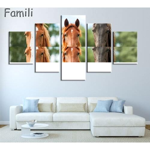 Unframed Horse Canvas Painting Animal Posters and Prints Home Decor Wall Painting for Room 5 Piece Canvas Art Wall Art Horse