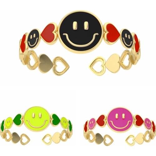 BOAKO Cute Smiley 925 Silver Rings For Women 2021 Summer Bague Femme Fine Jewelry Ring Vintage Minimalist Red Enamel Anel Gifts