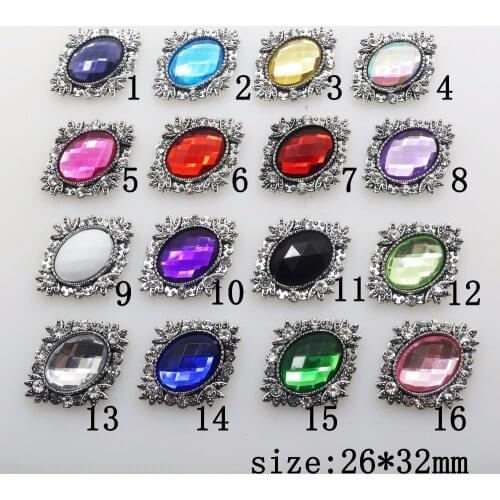 New Hot 10Pcs 26*32mm Oval Alloy Diy Jewelry Accessories rhinestones Acrylic pedestal embellishments caps Decoration For Making