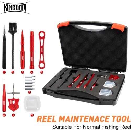Kingdom Fishing Reel Combination Toolbox Multifunctional Fish Tackle Box Repair Kits Combo Maintenance Tools Accessories Tackles