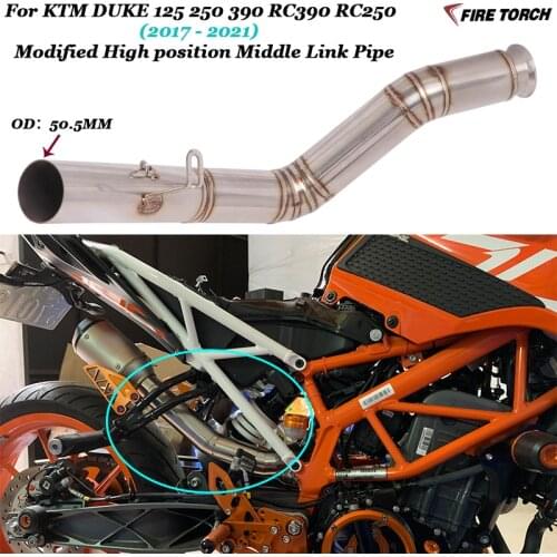 Motorcycle Exhaust System Escape Modified 51MM High position Middle Link Pipe For KTM Duke 125 250 390 KTM RC390 RC250 2017-2021