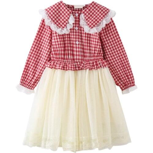 Girls Dresses Teen Girl Dress Princess Plaid For Kids Dresses Long Sleeves Vestidos Teenage Girls Clothing 9 10 12 13 Years