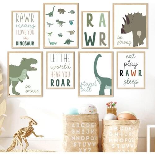 Cartoon Dinosaur Triceratops Tyrannosaurus Wall Art Canvas Painting Nordic Posters And Prints Wall Pictures Kids Room Home Decor