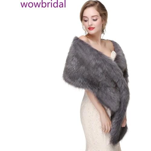 WOWBRIDAL Warm Faux Fur Winter Bridal Cape Wedding Cloaks Party Wraps Jacket Wrap Boleros De Encaje Boleros De Mujer