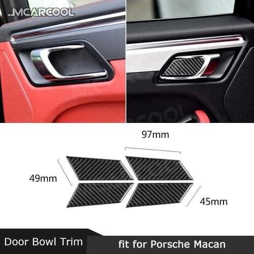 Carbon Fiber Interior Door Handle Bowl Trim Pads Cover Molding Stickers for Porsche Macan 2015-2018 Car Accessories