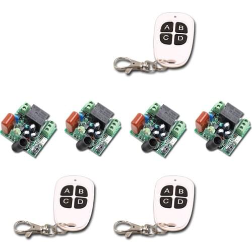Low Price AC220V Mini 10A 1CH RF Wireless Remote Control Switch System 3Transmitter + 4Receiver Toggle/Momentary 315/433mhz