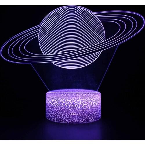 Saturn Universe Night Light Lamp 3D Sky Planet LED Lamp 7 Colorful Table Lamp For Kids Party Gift White Base with Touch Switch