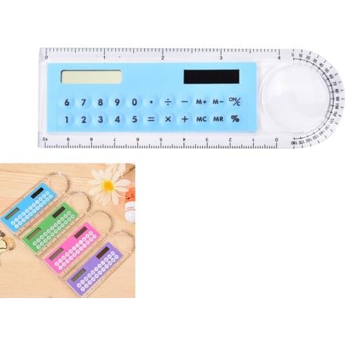 New Creative Multifunction Student Ruler Gift Calculators Cute Colorful Mini Portable Solar Energy Calculator