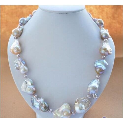 HUGE Clasp 20 15x20mm PINK LAVENDER BAROQUE KESHI REBORN PEARL NECKLACE 20
