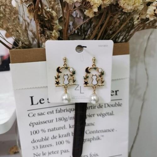 Original design cute girly cat drop earrings personality fashion jewelry popular animal bunny earrings for women