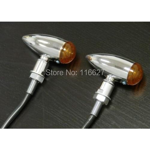 Wholesale Chrome AMBER BULLET TURN SIGNALS for Harley XL Honda Kawasaki Suzuki Yamaha Cruiser Cafe Racer Bobber Big DOG