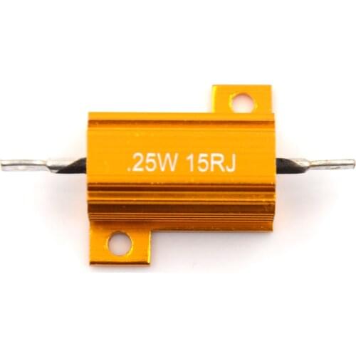 RX24 25W 15R 15RJ Power Resistor 25Watt 15 ohm Power Heatsink Resistance Golden Heat Sink Resistor Metal Shell Aluminium Gold