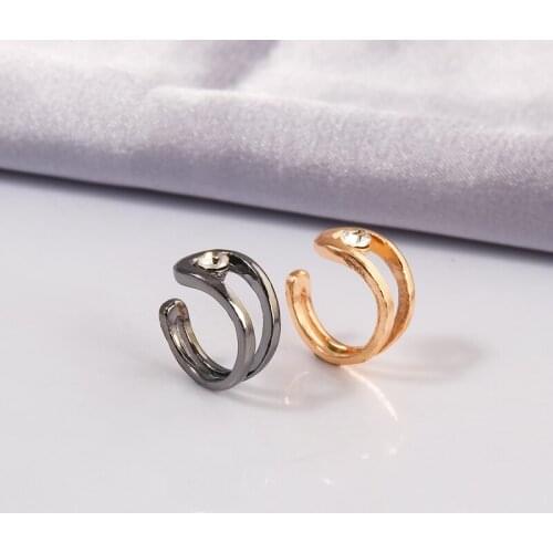 Rhinestone Cartilage Earrings for Women Simple Jewelry Bohemia Earcuffs without Piercing Geometric Round Ear Cuff Minimalist