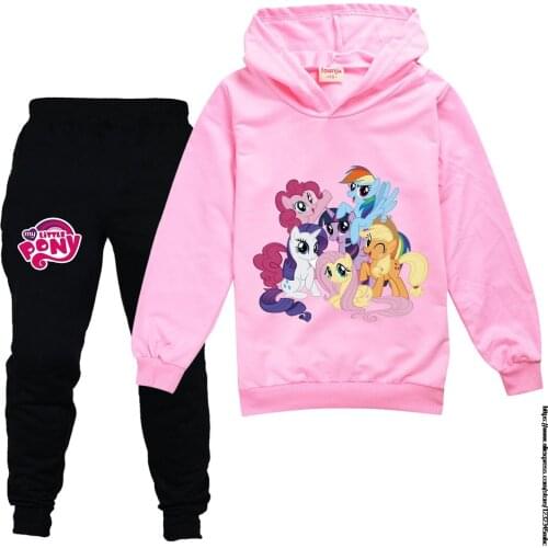 Girl Clothes Sets Spring Autumn My Little Baby girl pony Pullover Hoodie Tops + Pants Outfits Casual Childs Tracksuit 2-16years