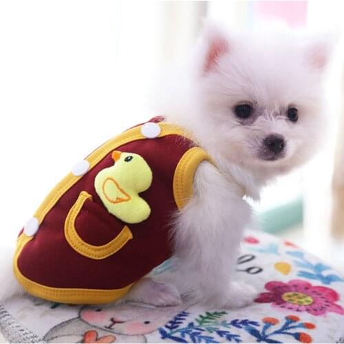 Comfortable Pet Vest Fleece Skin-friendly Fabric Keep Warm Cat And Dog Autumn Winter Lovely Duck Pattern Vest