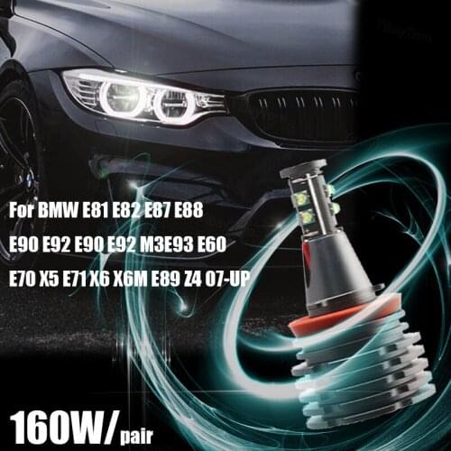 High Power Free Error 160W/Pair 6000K White Super Bright for BMW 1 3 5 E90 E92 M3 E93 E60 E70 E71 X5 X6 LED Angel Eyes Light