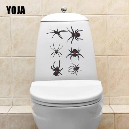 YOJA 16.9X23.1CM Halloween Spider Silhouette Toilet Decal Wall Sticker Living Room Home Decor T5-1247
