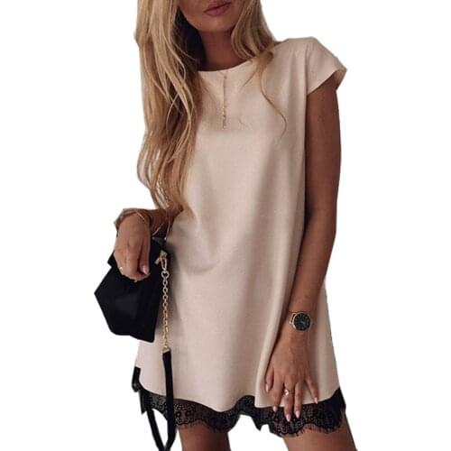 Women Dress Short Sleeve Straight Lace Mini Party Dresses Summer Elegant Robe Femme Womens Clothing 2021