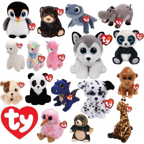 15cm Ty Beanie Cat Stuffed Animal Fox Panda Sheep Unicorn Cow Plush Collectible Dog Reindeer Lion Mouse Bunny Doll Toy Gift